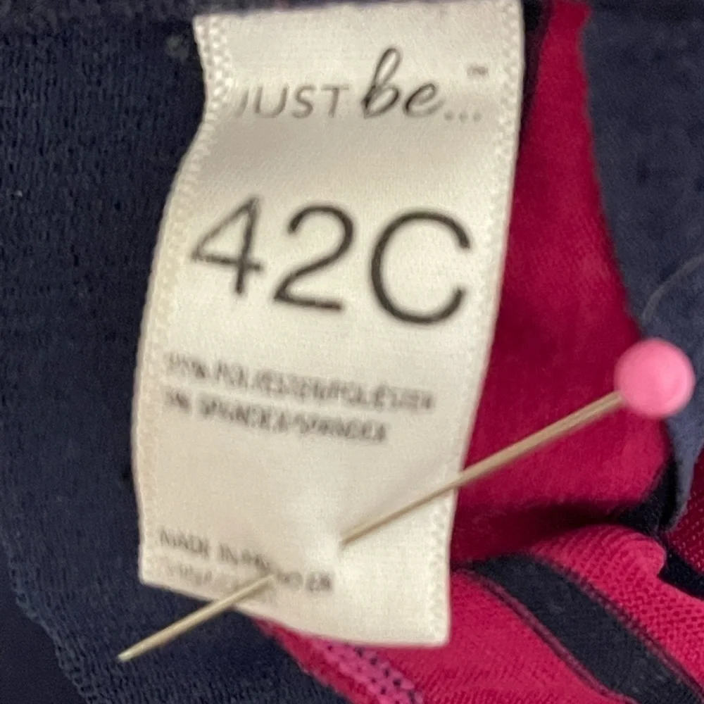 Just Be sz  42C  bra navy and cranberry stripe   Looks similar to a sports bra